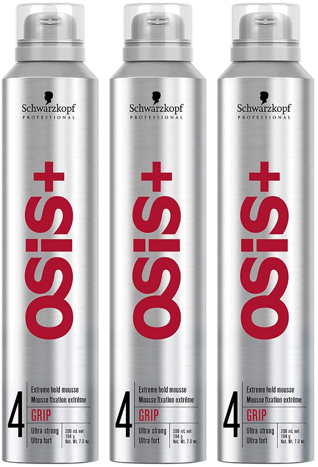 OSiS+ Grip Extreme Hold Mousse – Extra Strong Control and Volume with Lasting Definition and Natural Shine – Volumizing Formula Protects Against Blow Dry Damage, 7 oz