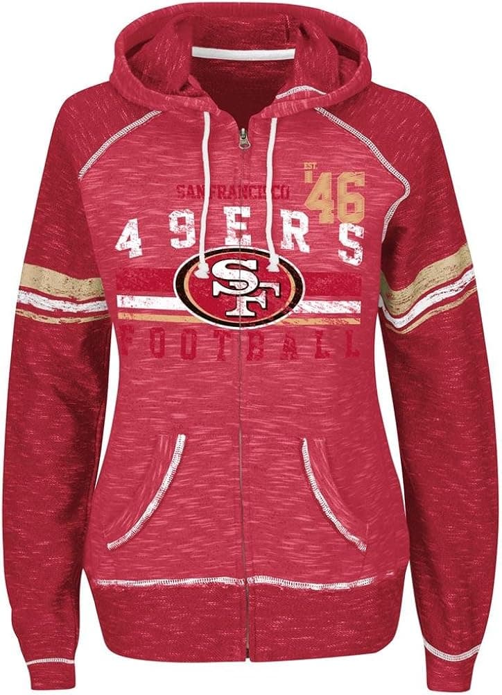 Majestic San Francisco 49ers Womens Zip-Up Tame The Tide Hooded Sweatshirt