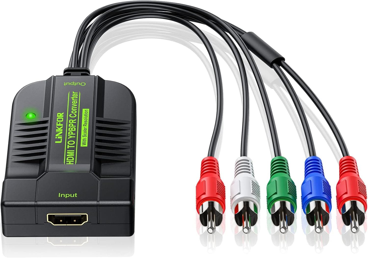LiNKFOR 1080P HDMI to Component Converter Scaler, HDMI Input to YPbPr Convert HDMI to Component, Only HDMI to Component Converter for HDTV Box PC PS3 Roku Blu-Ray DVD (NOT Component to HDMI)