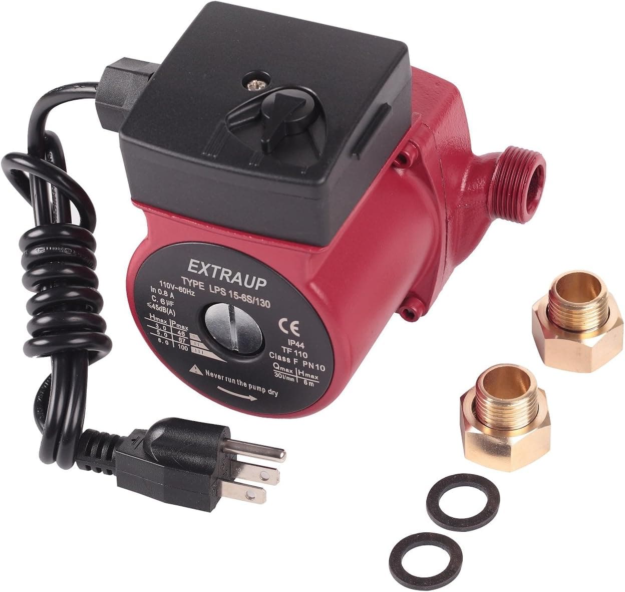 EXTRAUP 3/4 NPT 110V Hot Water 3-Speed Cast Iron Circulation Pump Circulator Pump