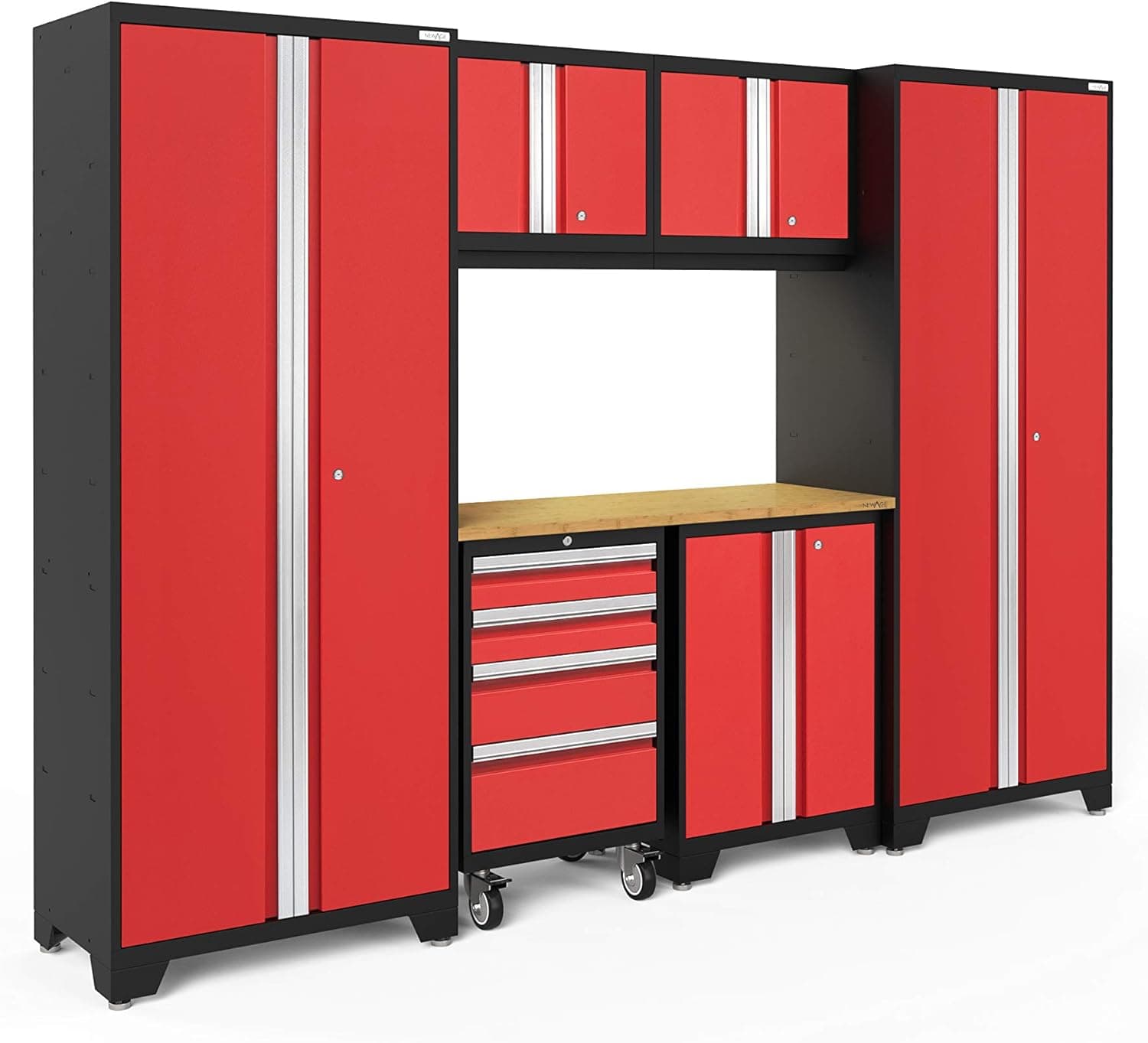 NewAge Products Bold Series Red 7 Piece Set, Garage Cabinets, 50643