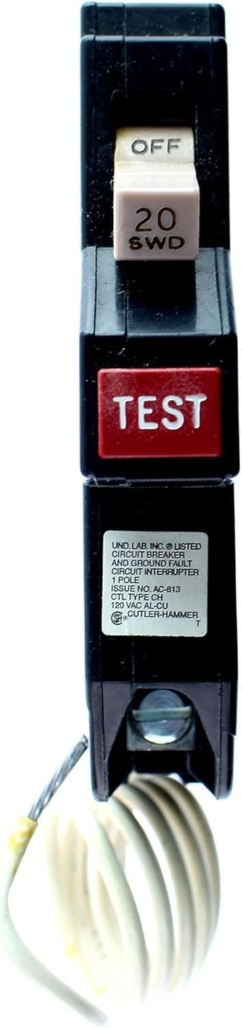Eaton Corporation CH120GFCS Single Pole Ground Fault Circuit Breaker, 20A