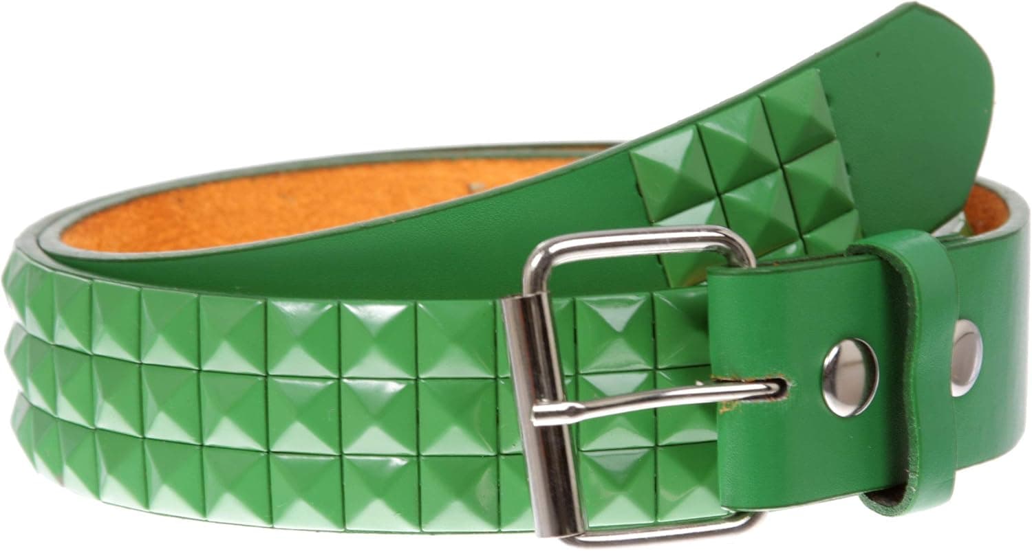 Snap On Punk Rock Star Pyramid Studded Checker Board Leather Belt