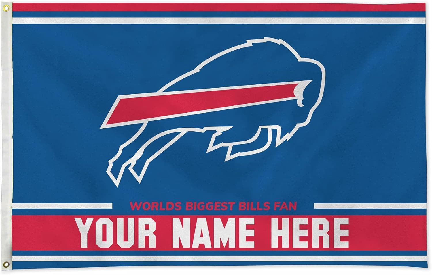 Rico Industries NFL Buffalo Bills Personalized - Custom 3' x 5' Banner Flag - Made in The USA - Indoor or Outdoor Décor