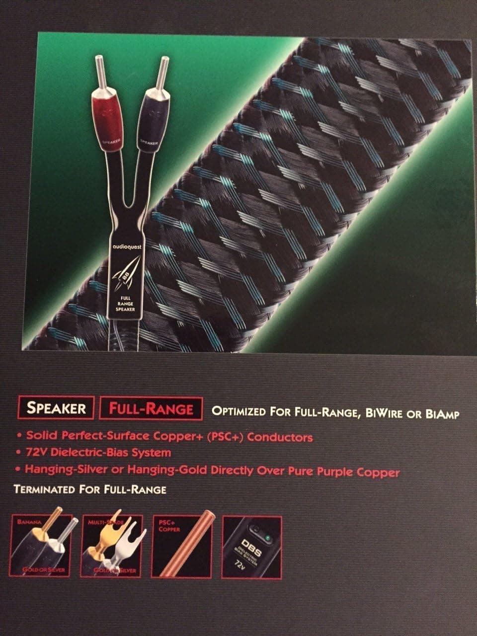 AudioQuest Rocket 88 Full Range Speaker Wire - 8 ft. Pair wsilver Banana Plugs