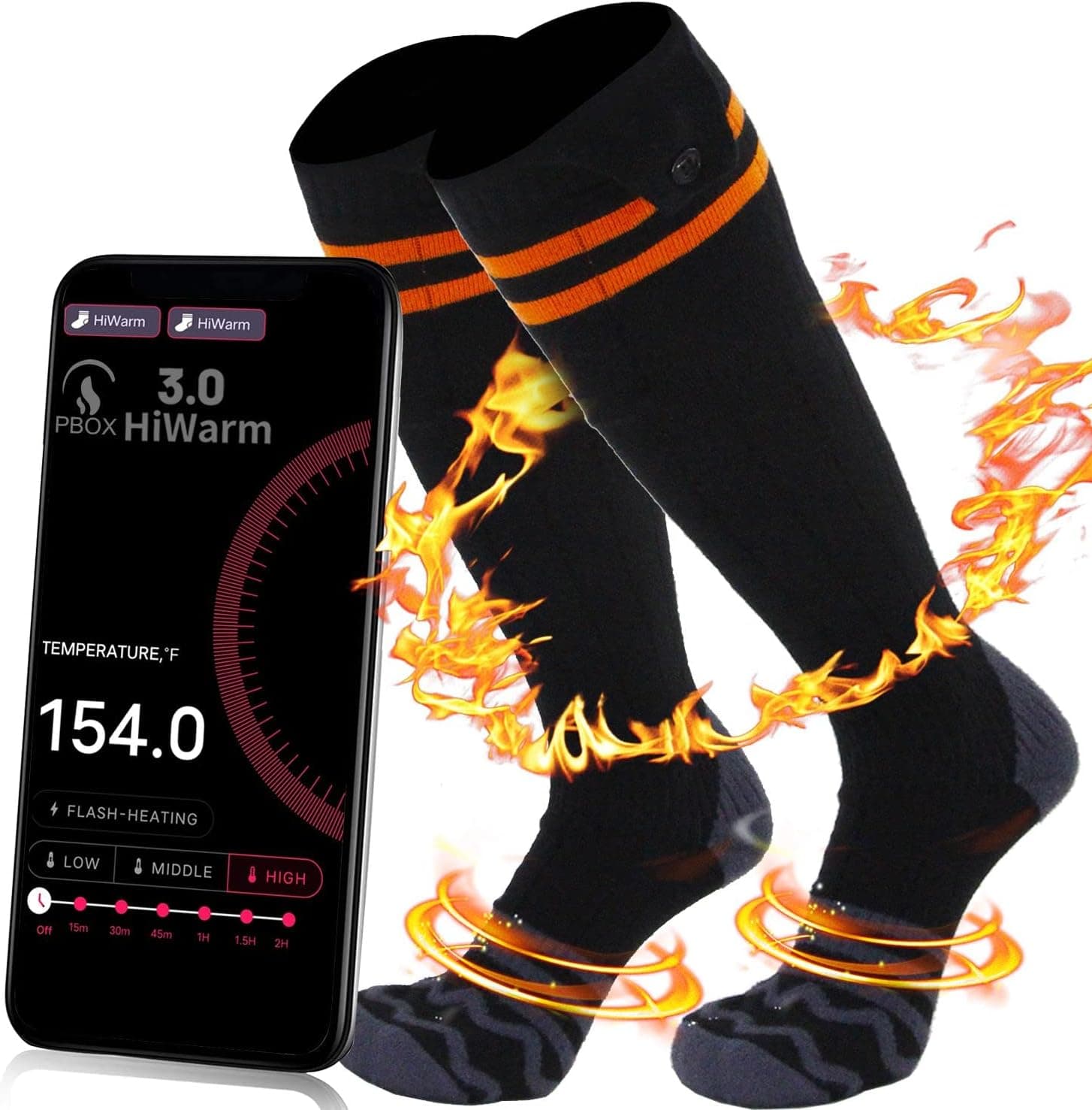 Battery Heated Socks for Men/Women-Rechargeable Electric Heating Socks with APP Remote Control,Winter Foot Warmer for Raynaud's and Winter Outdoor Sports Skiing/Hunting/Motorcycling