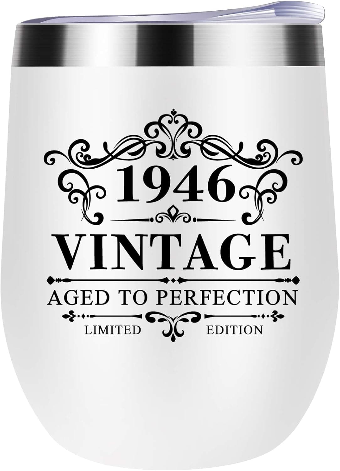 75th Birthday Gifts for Women Men 1946 Vintage Wine Tumbler 75 Anniversary Birthday Gift for Man Woman Funny Present Ideas for Her Wife Husband Mom 75th birthday decorations 12oz