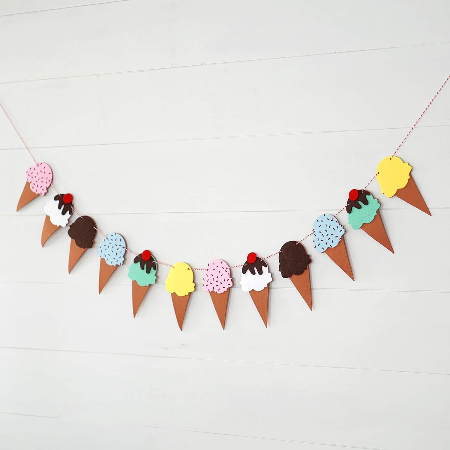 DecoMod Premium Layered Felt Ice Cream Birthday Party Laser Cut Garland Banner