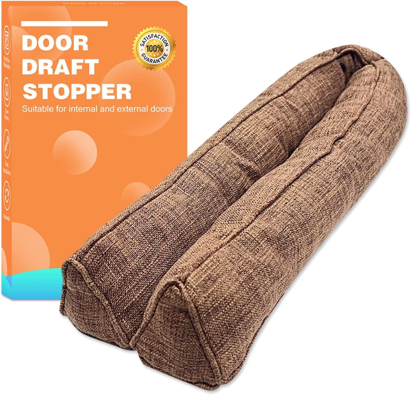 Weighted Door Draft Stopper 36"，Under Door Draft Blocker Bottom Door Seal Noise and Air，Interior Sound Proof Door Snake Draft Insulation Washable Stopper with 3 Weighted Bags，Triangle Brown