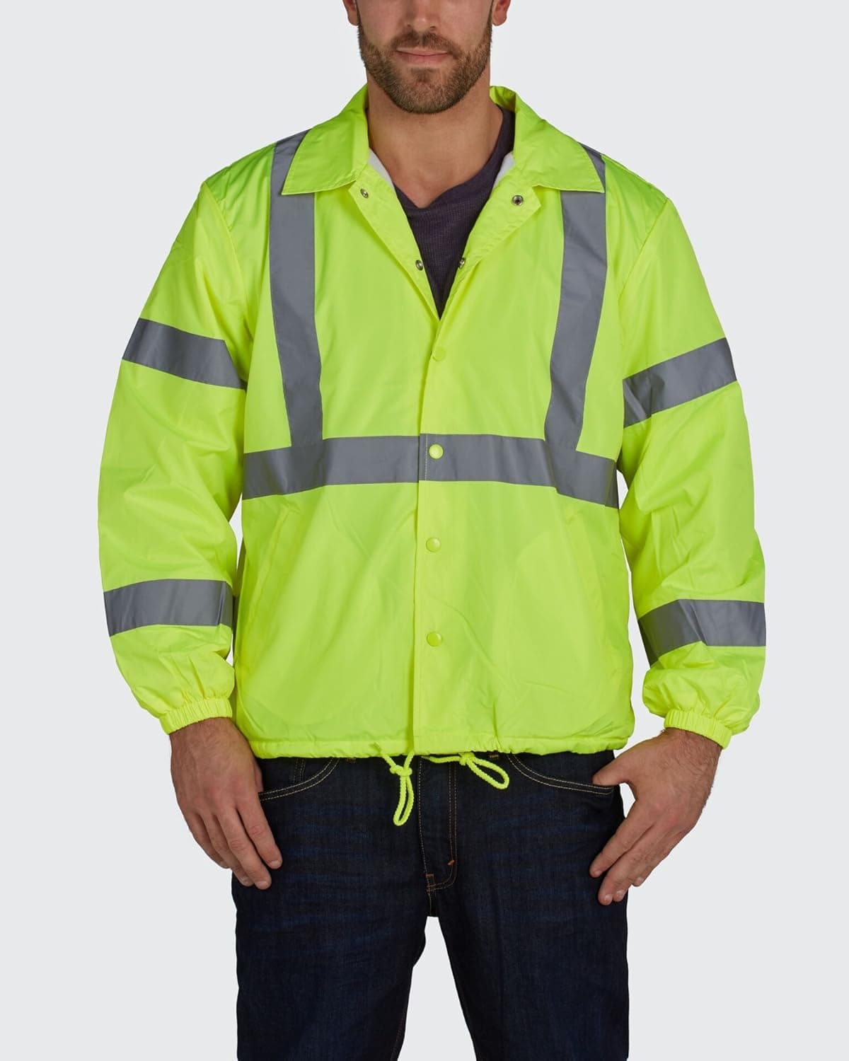 Utility Pro UHV600 High-Vis Lightweight Windbreaker with Teflon Fabric Protector for Liquid and Stain Repellency, Lime, X-Large