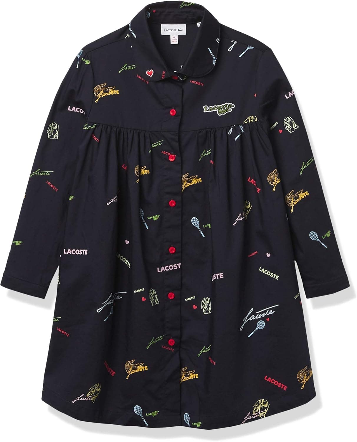Lacoste Girls Long Sleeve All Over Print Dress