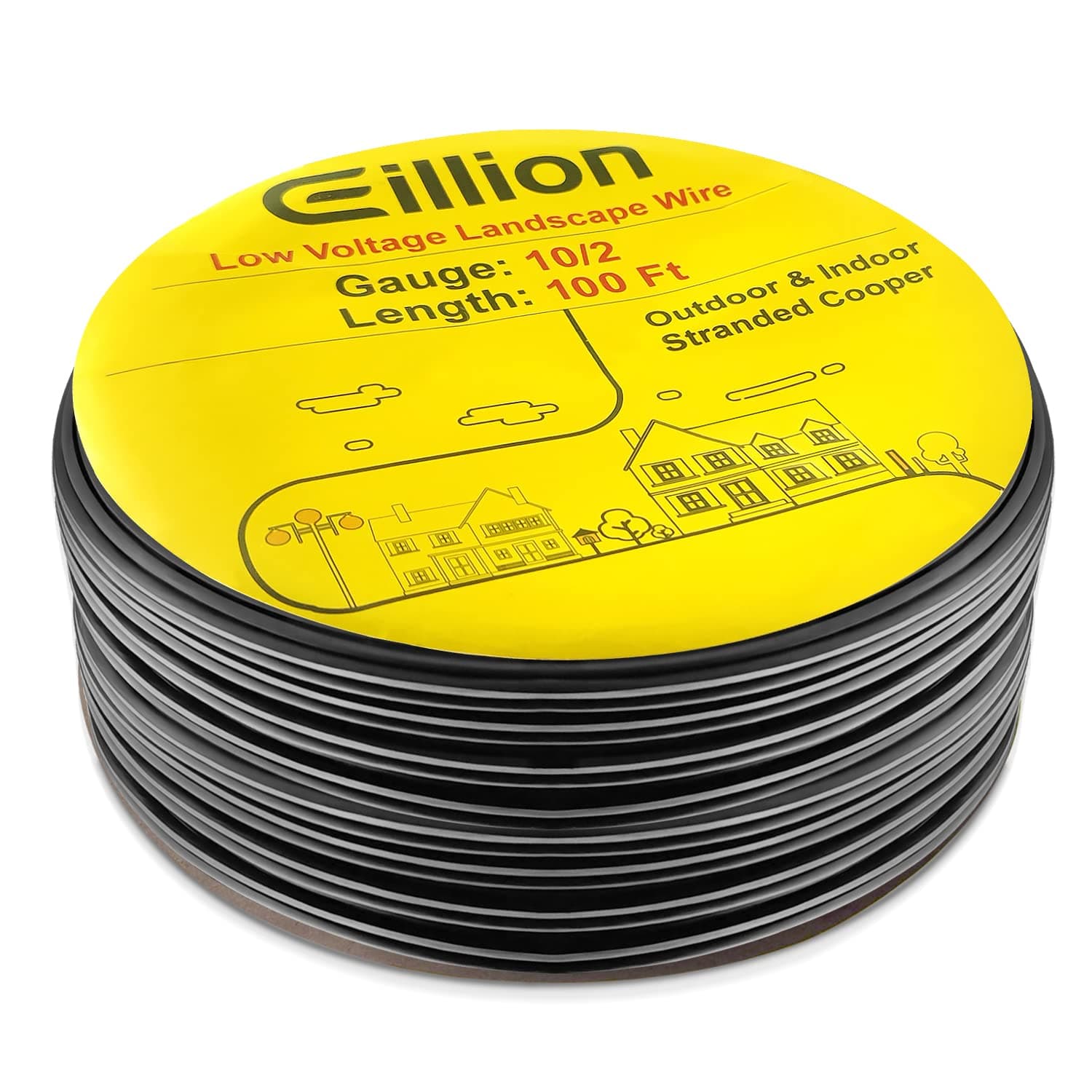 Eillion 10/2 100 Feet Low Voltage Landscape Lighting Wire, 10 Gauge 2 Conductor Cable UL Listed Direct Burial Waterproof Outdoor Lighting