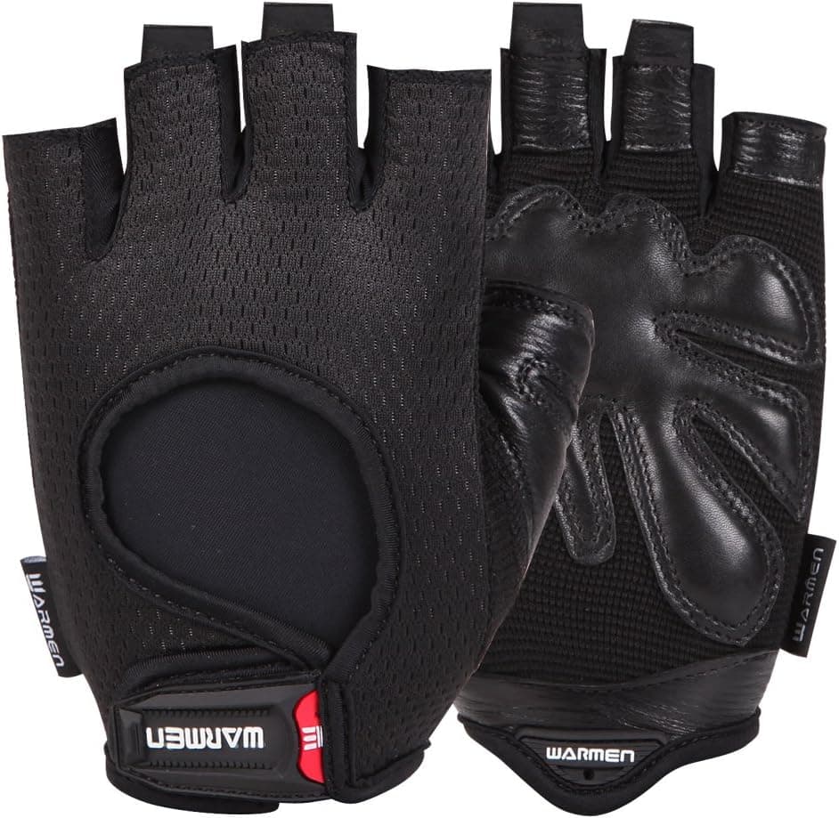 WARMEN Workout Gloves for Men & Women - Nature Sheepskin Leather Palm Support for Biking Riding Cycling Mountain Climbing Fitness Gym Weightlifting Training Bodybuilding