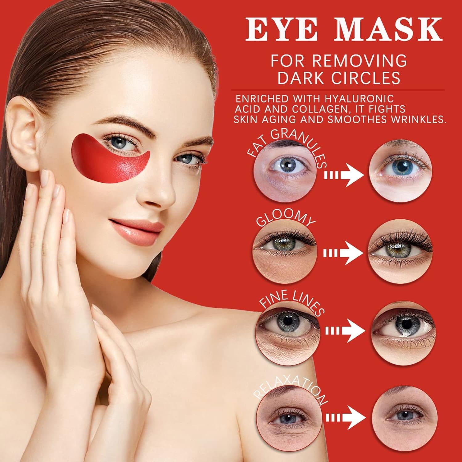 Fegdyi 80g 30 Pairs Eye Mask Collagen Patches For Fine Lines Wrinkles Under Eye Bags Puffy Eyes Treatment 60g 20Pcs Moisturizing Lip Mask Lip Sleeping Mask Repair Lip Mask for Dry Cracked Lips