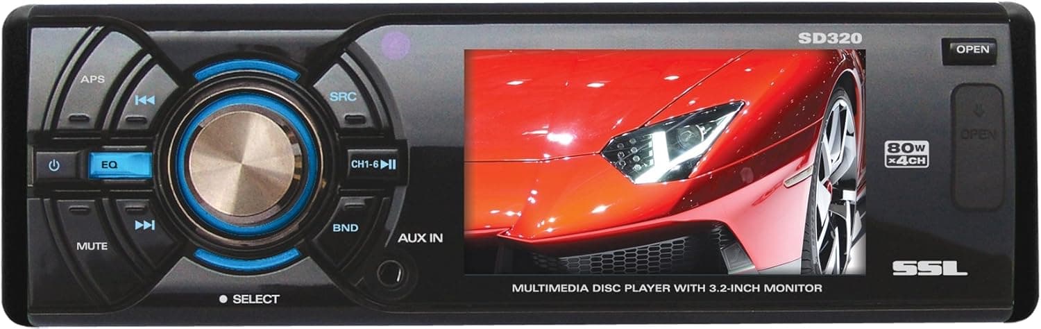 Sound Storm SD320 Single-DIN, DVD/CD/MP3 Compatible AM/FM Receiver With 3.2" Widescreen, Digital, TFT Monitor
