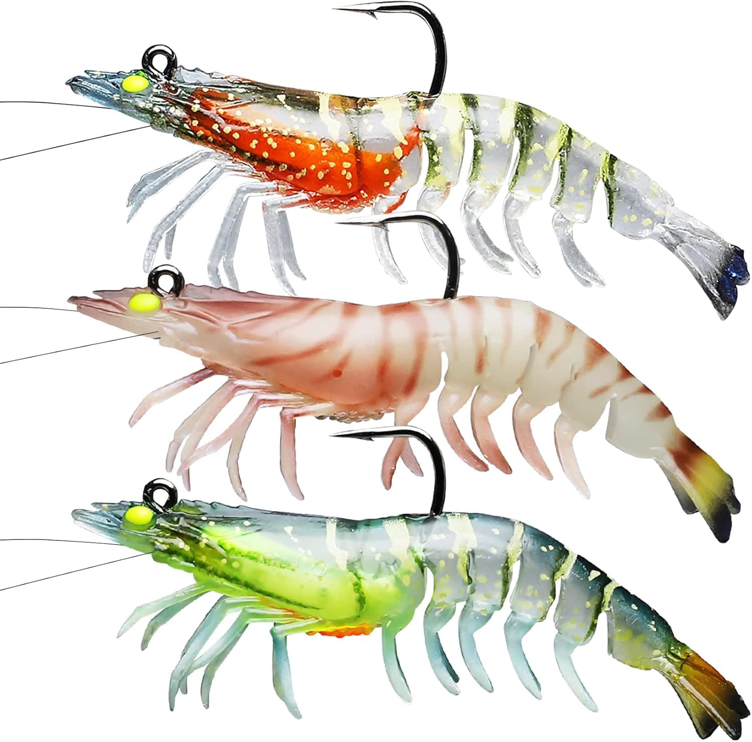 TRUSCEND TPE Pre-Rigged Crayfish Soft Lures with VMC Hook, Premium Durable Shrimp Fishing Lures for Freshwater or Saltwater, Bass Fishing Jigs for Trout Crappie, Amazing Fishing Gifts for Men