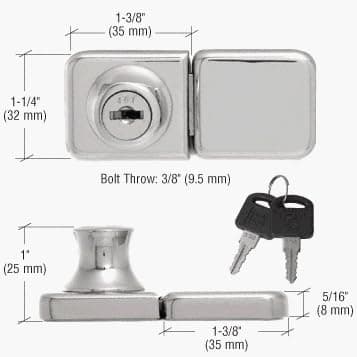 CRL Chrome UV Bond Classic Series Glass Door Lock and Keeper for Double Doors