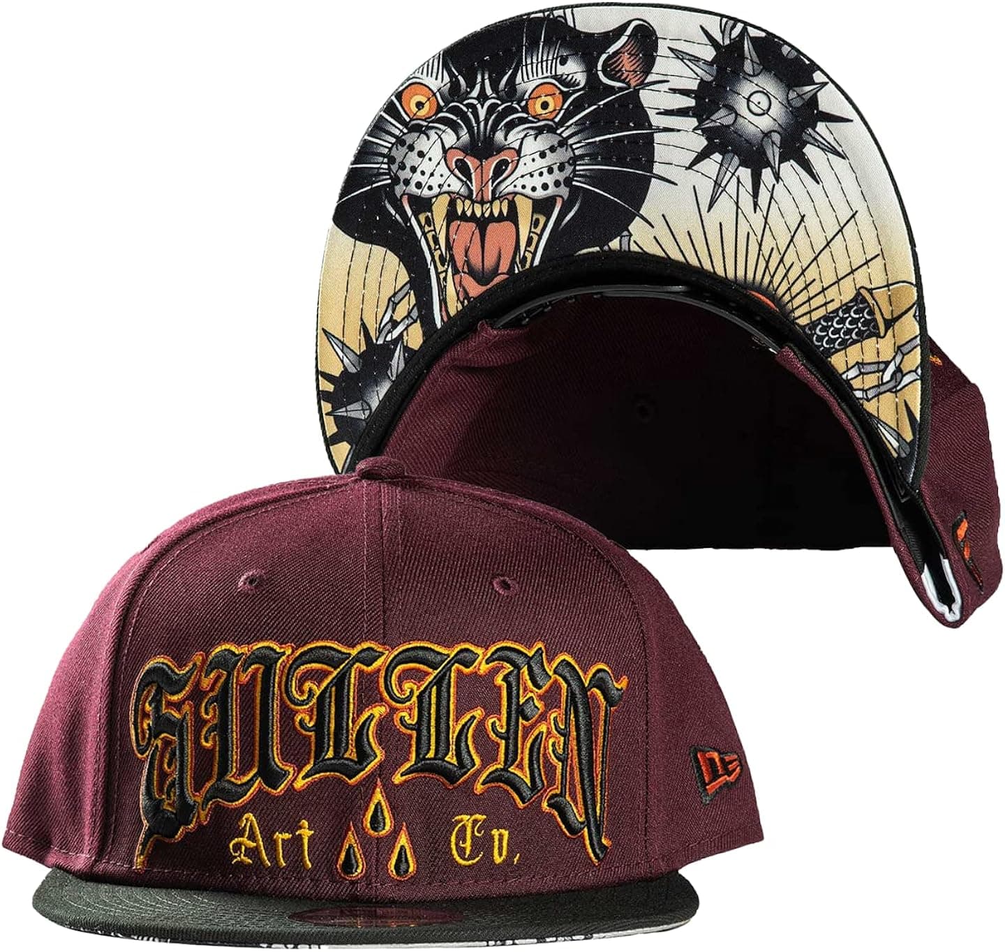 Sullen Mace Cat Tattoo Lifestyle Graphic Snapback New Era Hat Maroon