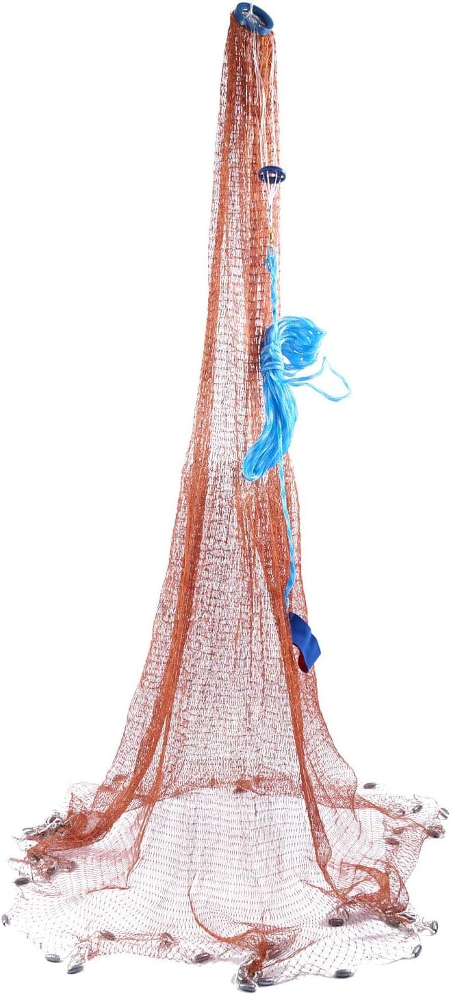 YaeMarine Fishing Cast Net Hand Throw Tire Line Fishing Net Freshwater Saltwater Net 4FT/6FT/8FT/10FT/12FT Radius Size (8)