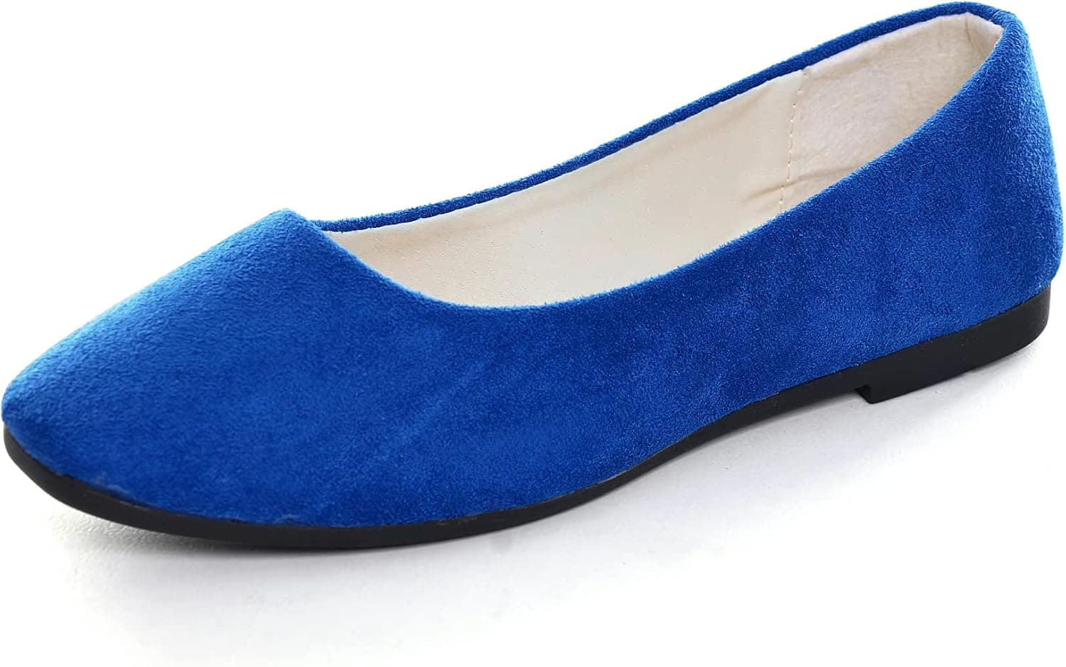 BOLOMEE Ladies Faux Suede Summer Casual Cute Dress Flats Outdoor Walking Shoes
