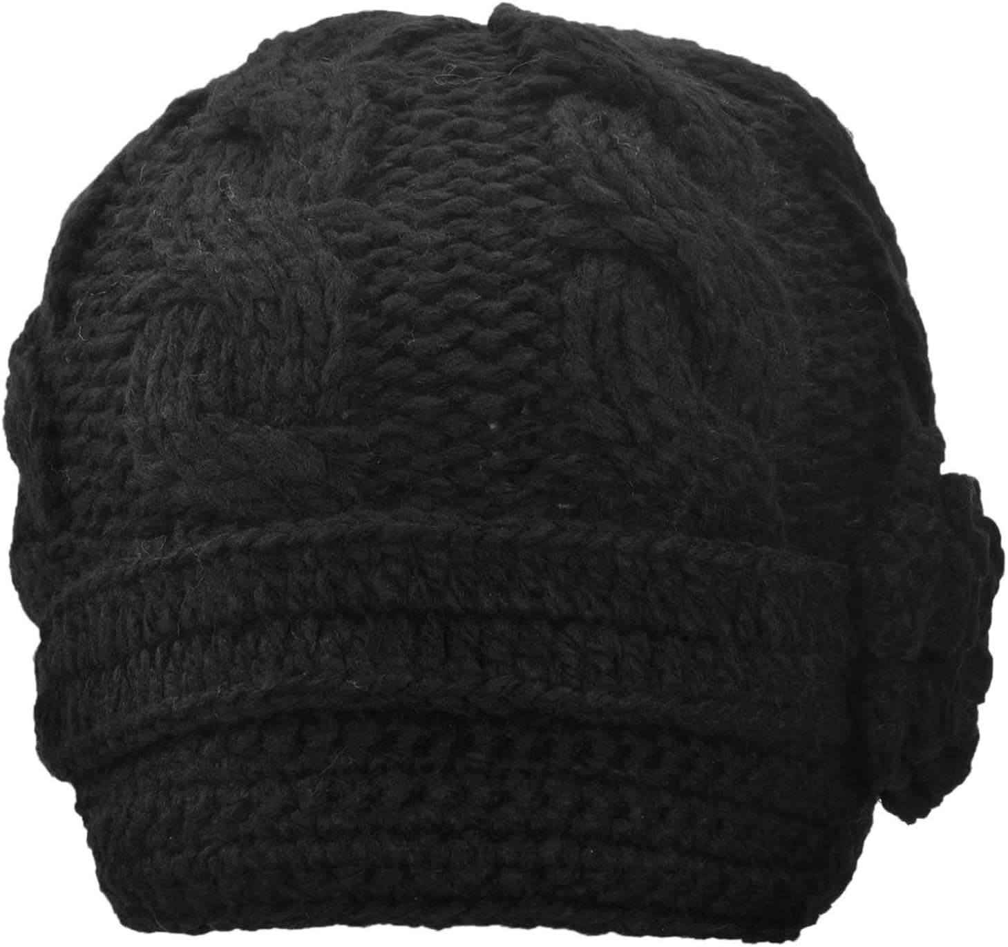 Simplicity Women's Winter Knit Visor Hat Ski/Snowboard Beanie with Flower
