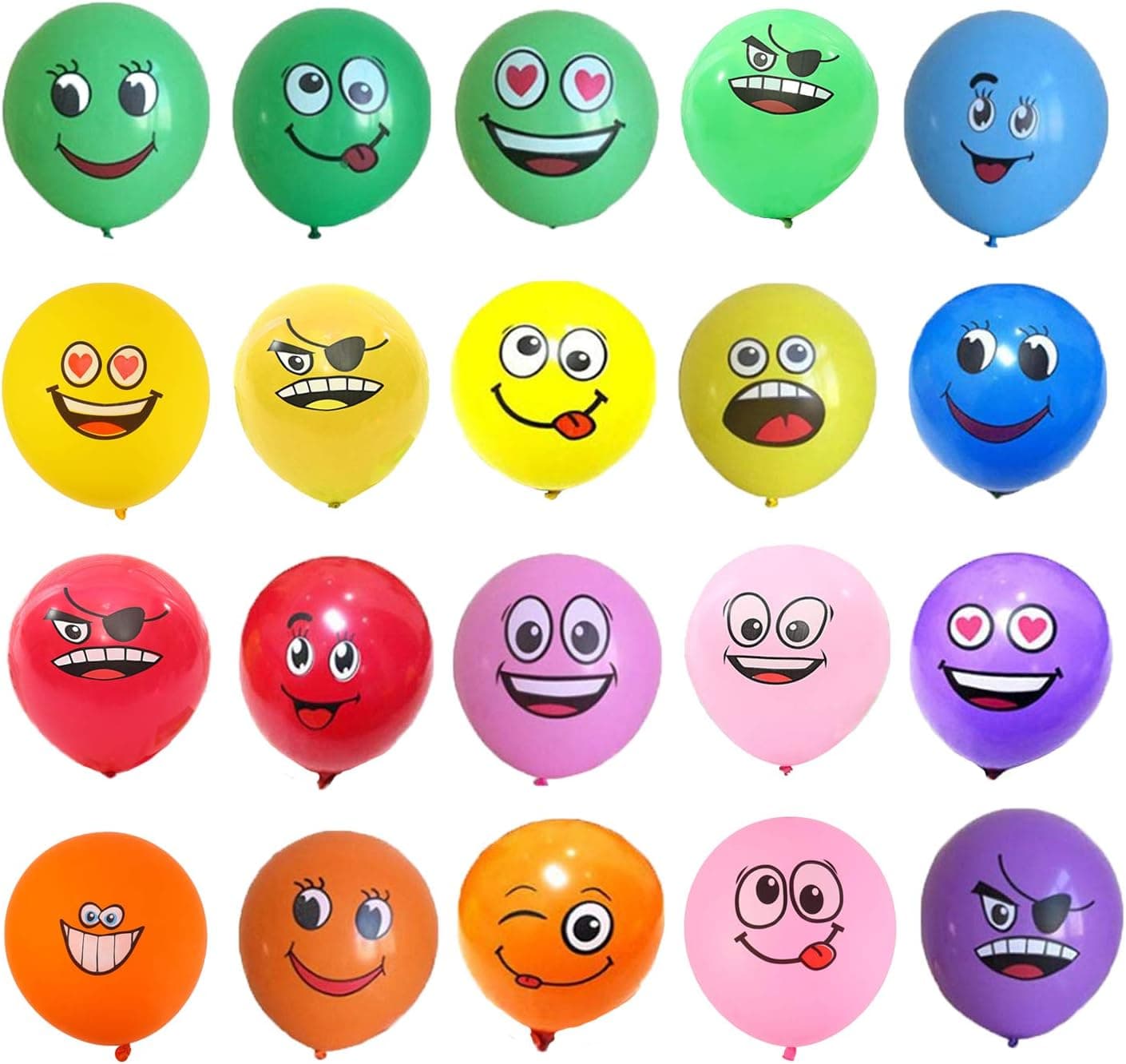 100 Pieces 12 Inches Latex Smiley Face Party Balloons Different Color and Funny Style