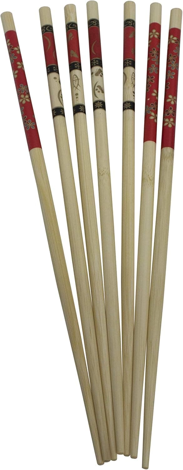 IMUSA USA Bamboo Oriental Design Chopsticks 4-Pair