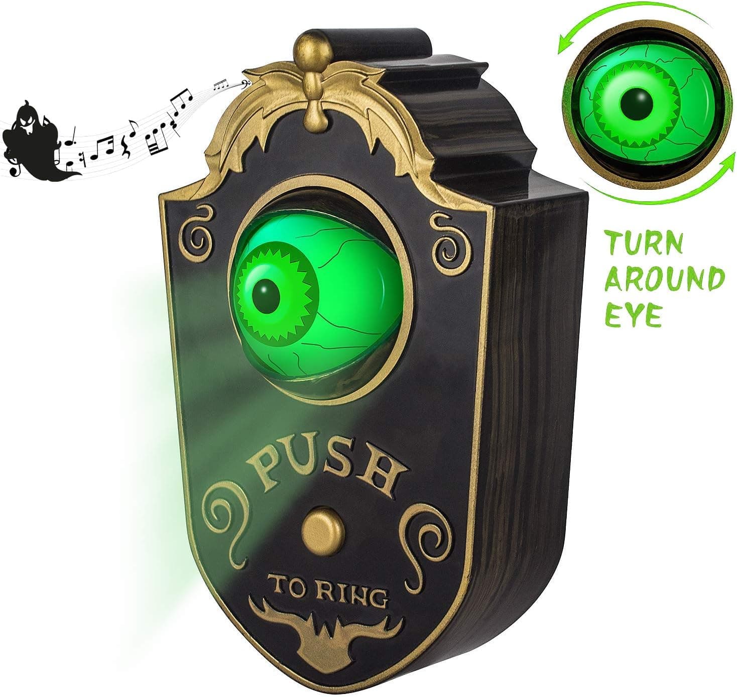 Halloween Decoration for Indoor & Outdoor, Animated Lightup Talking Eyeball Doorbell for Animatronic Halloween Decor, Trick or Treat Event for Kids, Haunted House Halloween Party Prop Decoration
