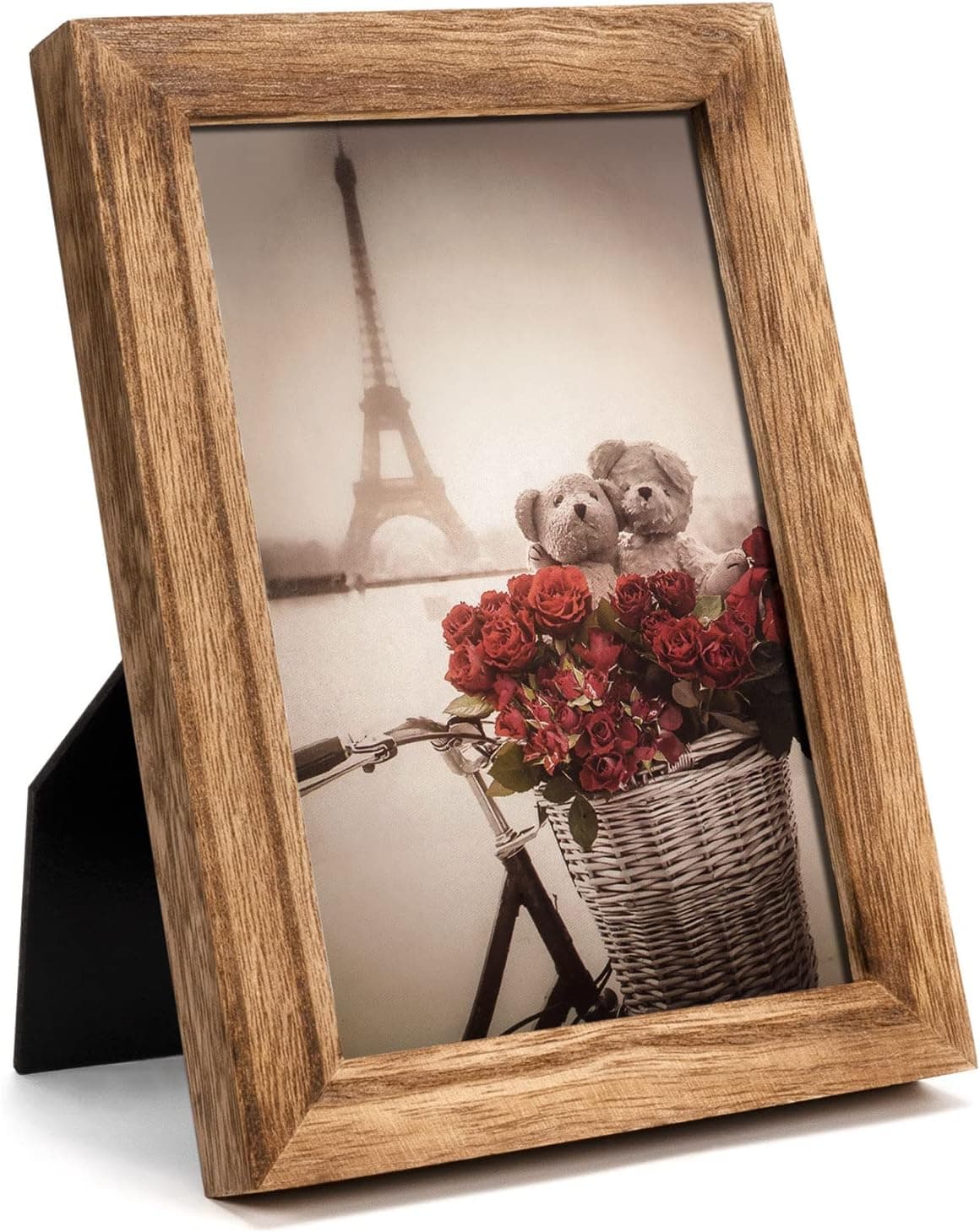 Emfogo 4x6 Picture Frame, Photo Frame with Real Glass, Solid Wood Rustic Picture Frames 4x6 Display for Wall Decor (Carbonized Brown)
