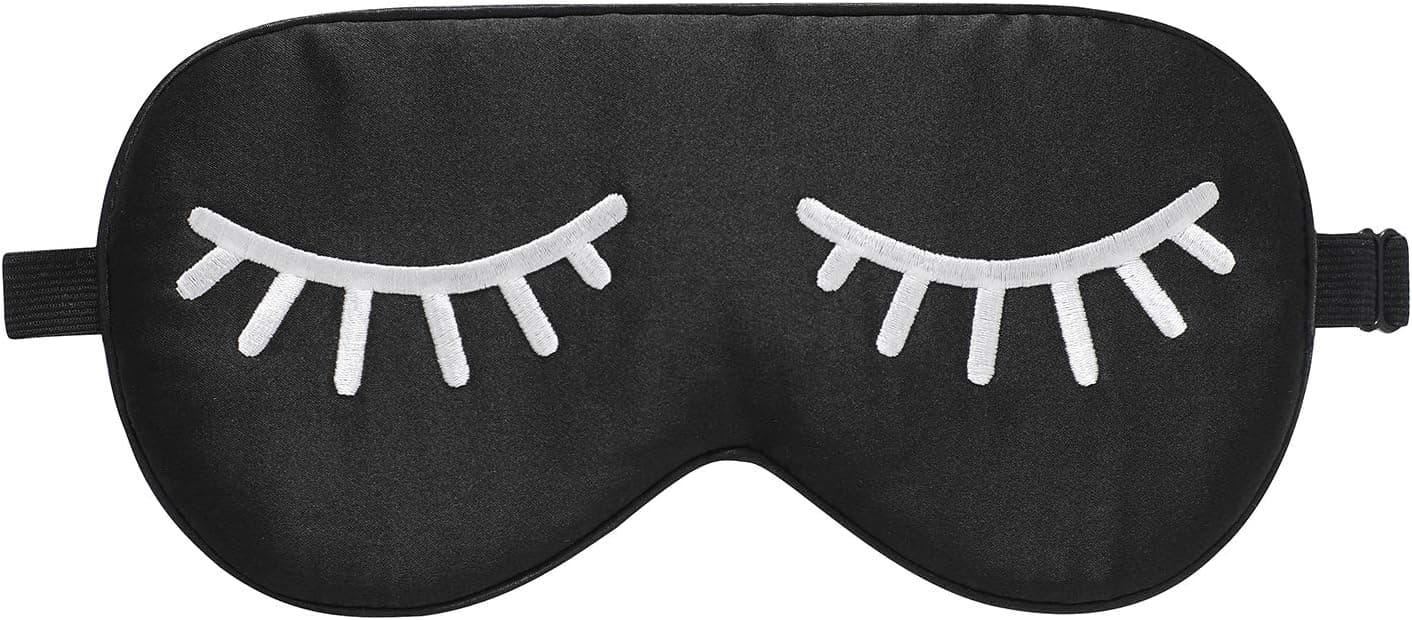 ZIMASILK 100% Natural Silk Sleep Mask Blindfold,Adjustable Super-Smooth Soft Eye Mask for Sleep with Bag(Eyelashes)