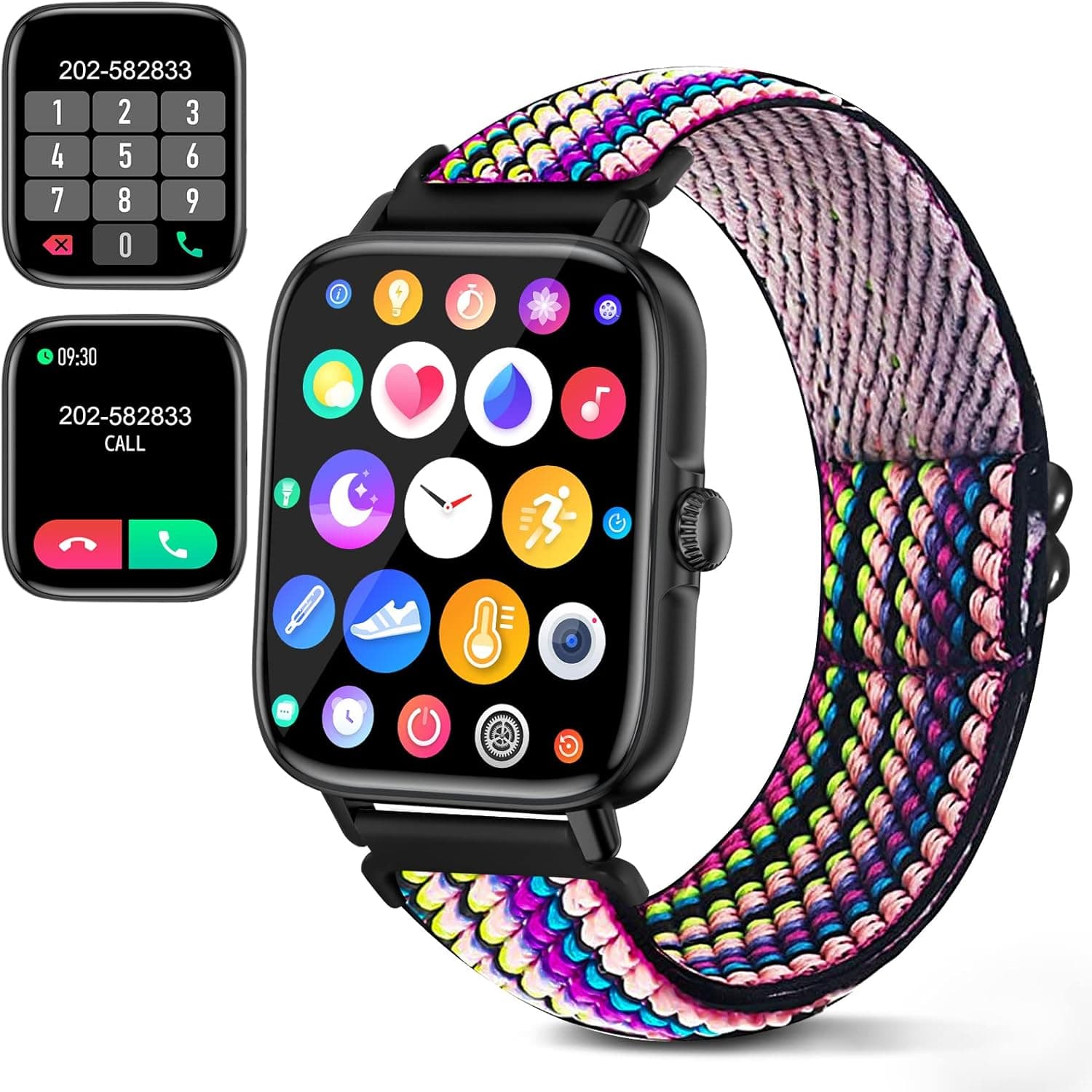 Choiknbo Smart Watch Make/Answer Call for Android iOS Phones 1.9'' Fitness Tracker with Heart Rate Blood Pressure SpO2 Sleep Monitor IP67 Bluetooth Receive SMS Messages Sport Step Activity Trackers