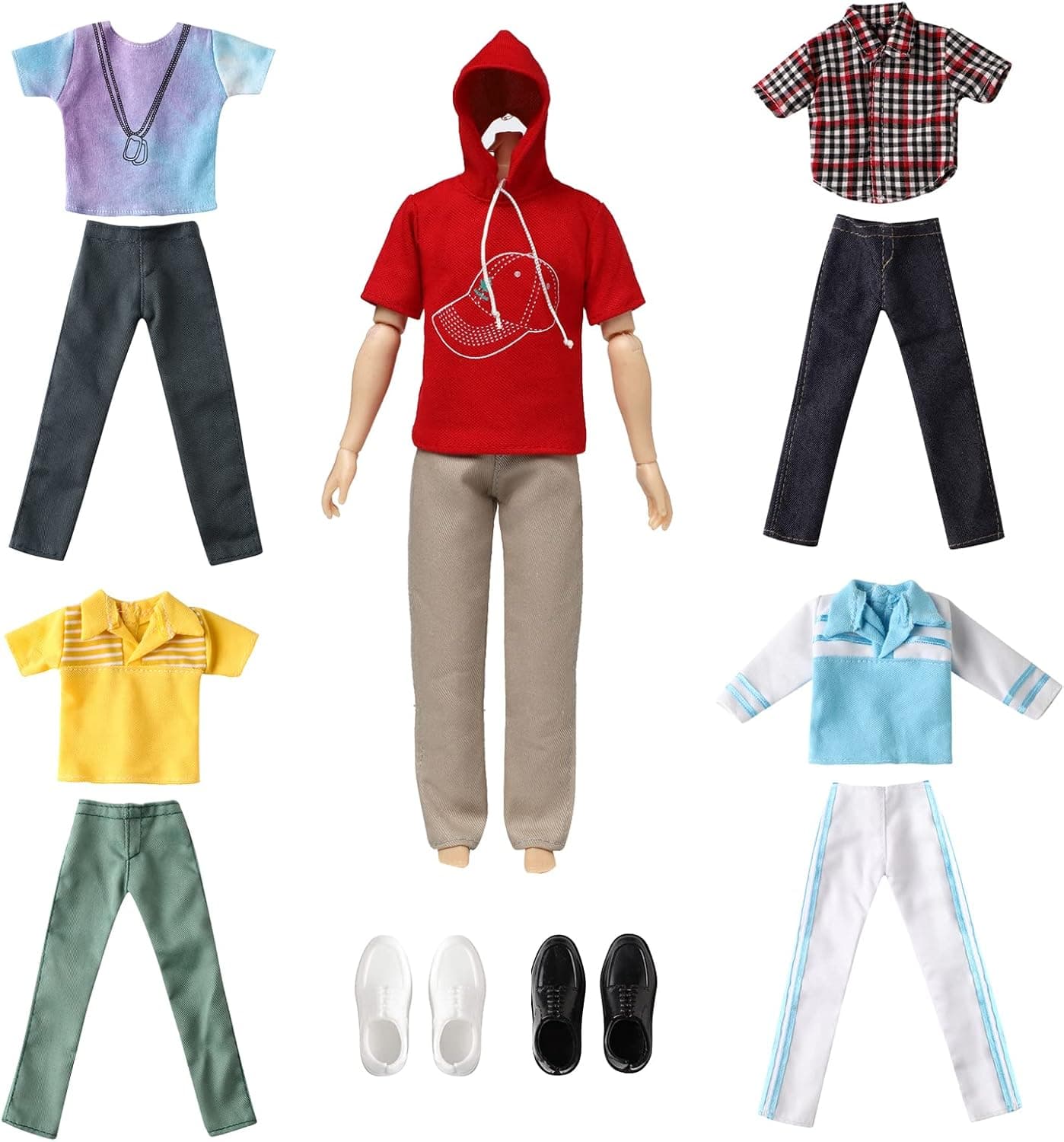 Babeilei 5 Sets of 11.5 Inch Boy Doll Clothes Fashionista Ken Doll Outfits 11.5 Inch Ken Clothes Ken Doll Clothing for 12 Inch Boy Dolls