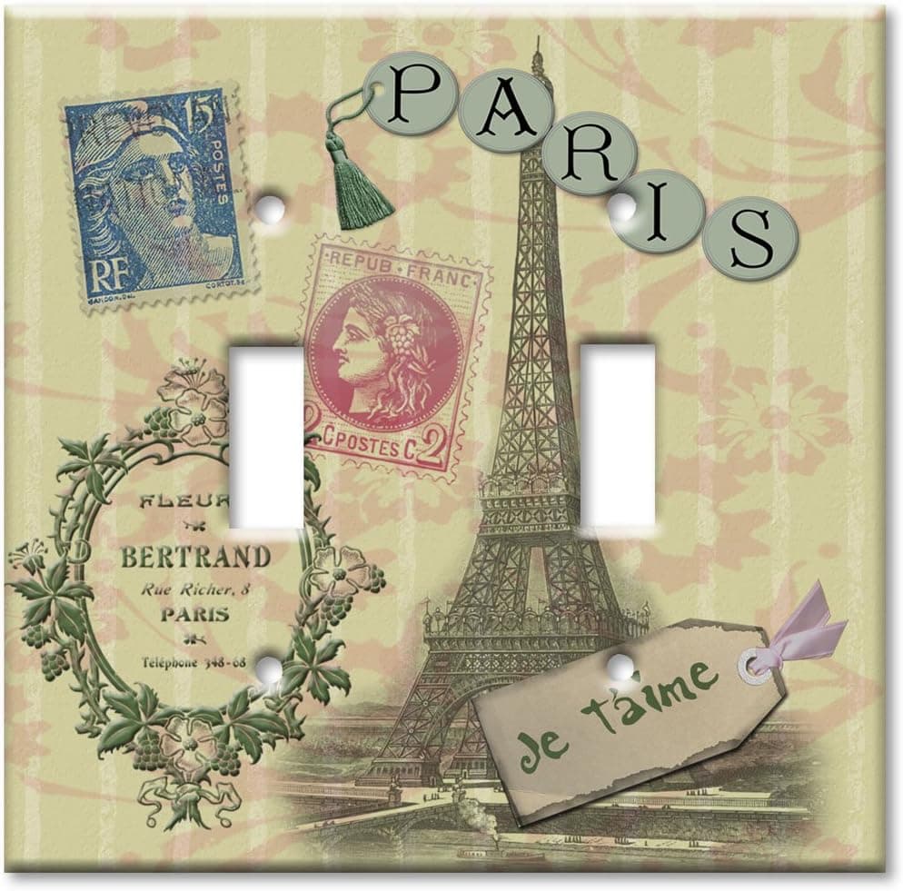 Double Gang Toggle Wall Plate - Paris Je T'aime