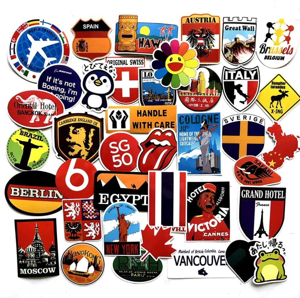 Travel Cases Luggage Sticker Airline Plane Patterns Stickers Luggage Suitcase Laptop Waterproof Stickers Decor Labels for Kids Adults Teens