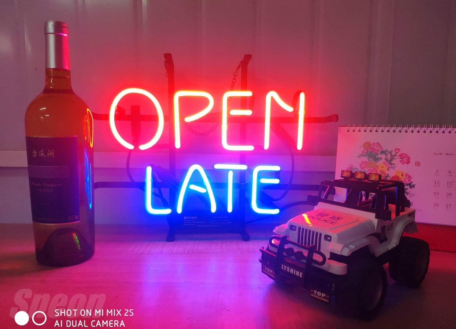 LinC Neon Home Decor Light for Bedroom Garage Beer Bar and Nightclub, Real Glass Neon Light Sign for Wall Decor Art (Open Late)