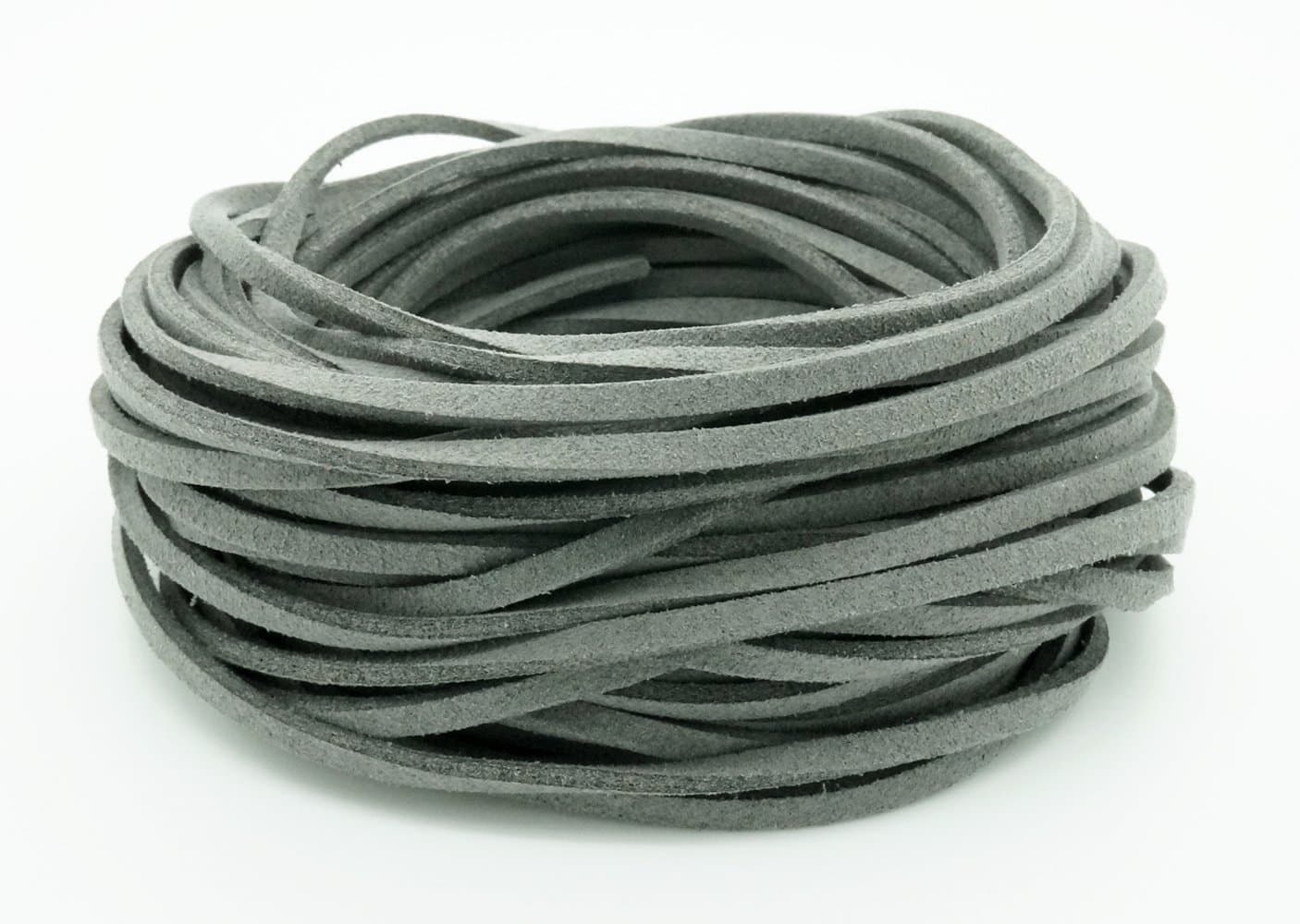 DARK GREY 3mm x 1.5mm Faux Suede Cord Leather Lace Bracelet Necklace Making (10yards Skein)