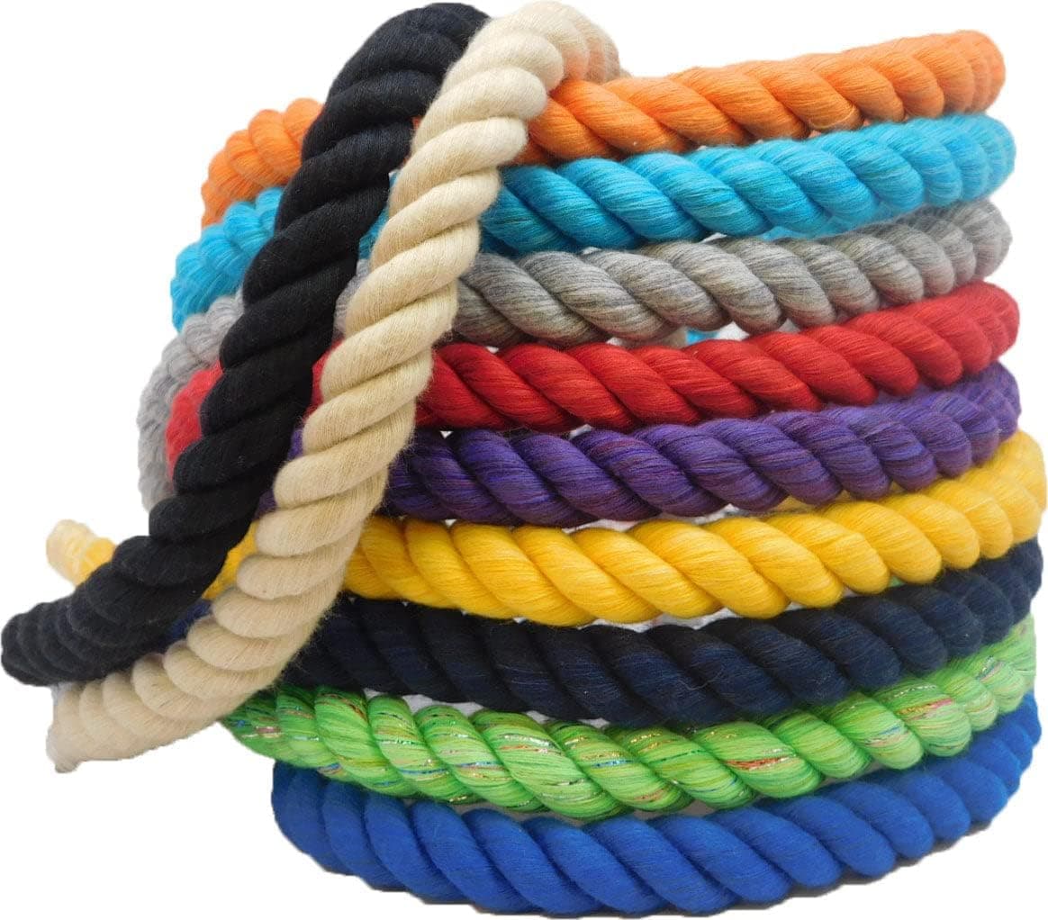 Ravenox Natural Twisted Cotton Rope | (Royal Blue)(3/8 Inch x 10 Feet) | Made in The USA | Strong Triple-Strand Rope for Sports, Décor, Pet Toys, Crafts, Macramé & Indoor Outdoor Use