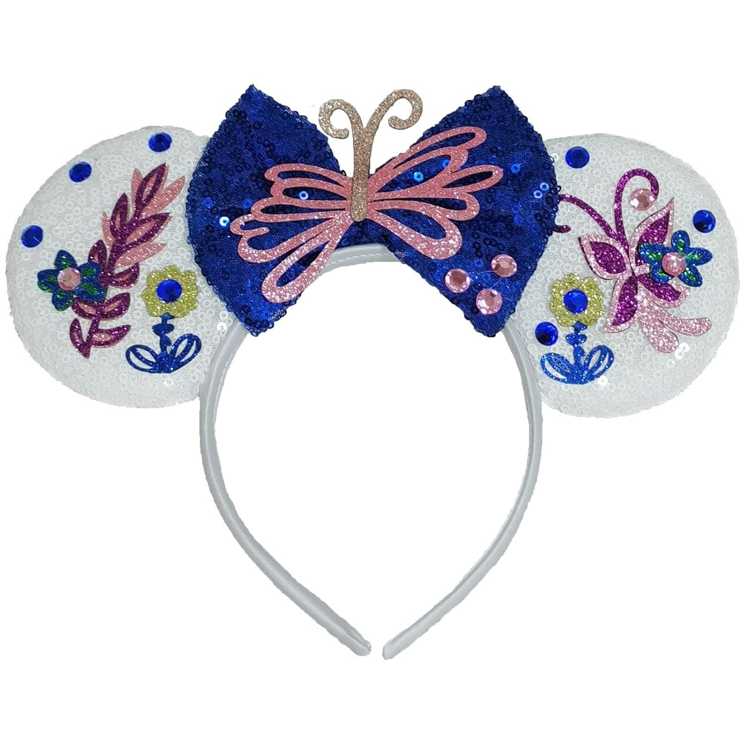 ZHENNAN Mouse Ear Headbands, Encanto Ear Headband for Women and Girls, Glitter Bow Headbands Princess Mirabel Costume Birthday Party Favor