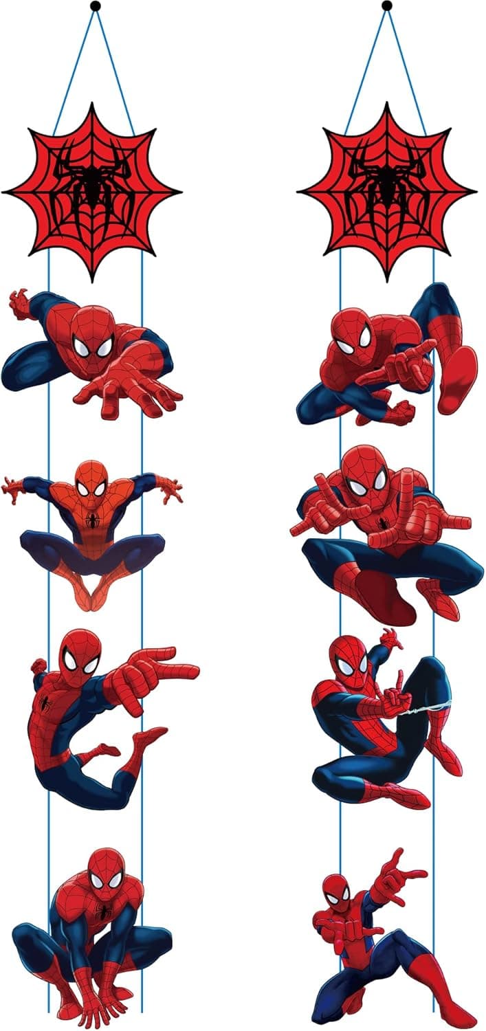 Spider Door Sign Banner, Hanging Flags for Outdoor Indoor Home Wall Decor, Superhero Themed Birthday Party Banner Party Decorations Supplies (10 Packs)