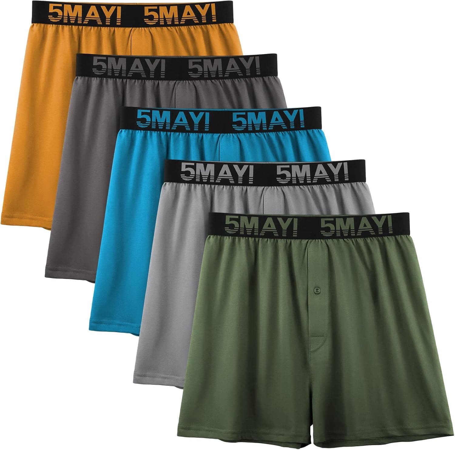 5Mayi Men’s Underwear Boxer Soft Cotton Knit Mens Boxer Shorts Underwear Men Pack of 5