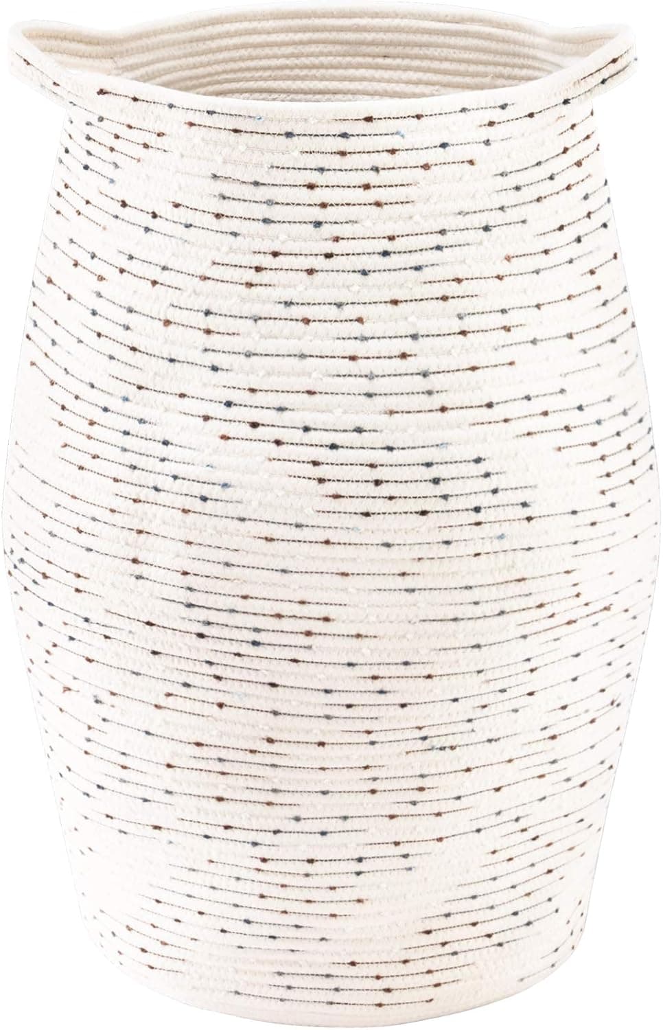TECHMILLY Tall Woven Rope Laundry Hamper, Extra Large Modern Dirty Clothes Basket Storage Blankets, Toys for Bedroom, Living Room - 90L - White