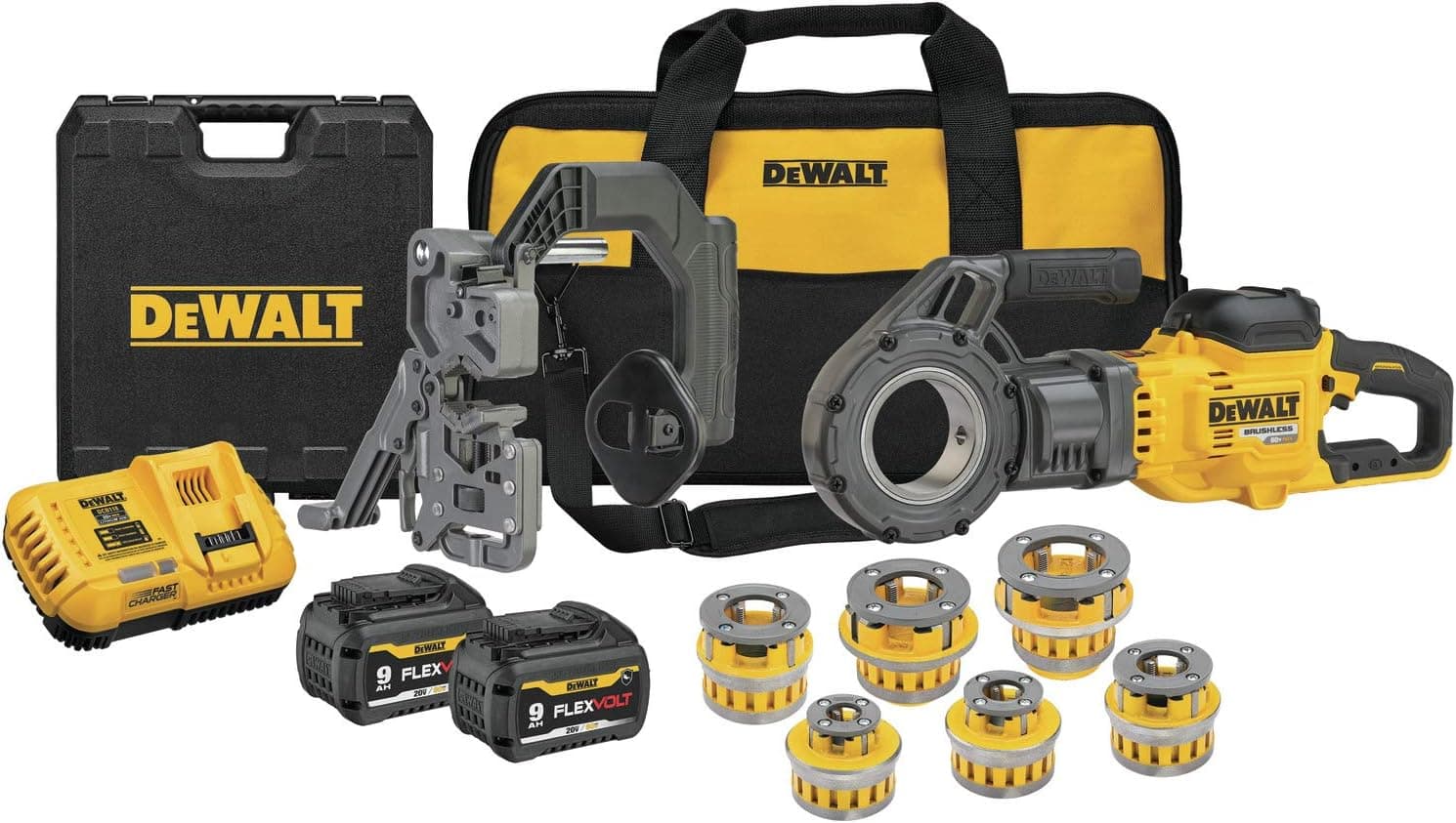 DEWALT FLEXVOLT 60V MAX* Pipe Threader Kit, Die Heads (DCE700X2K)