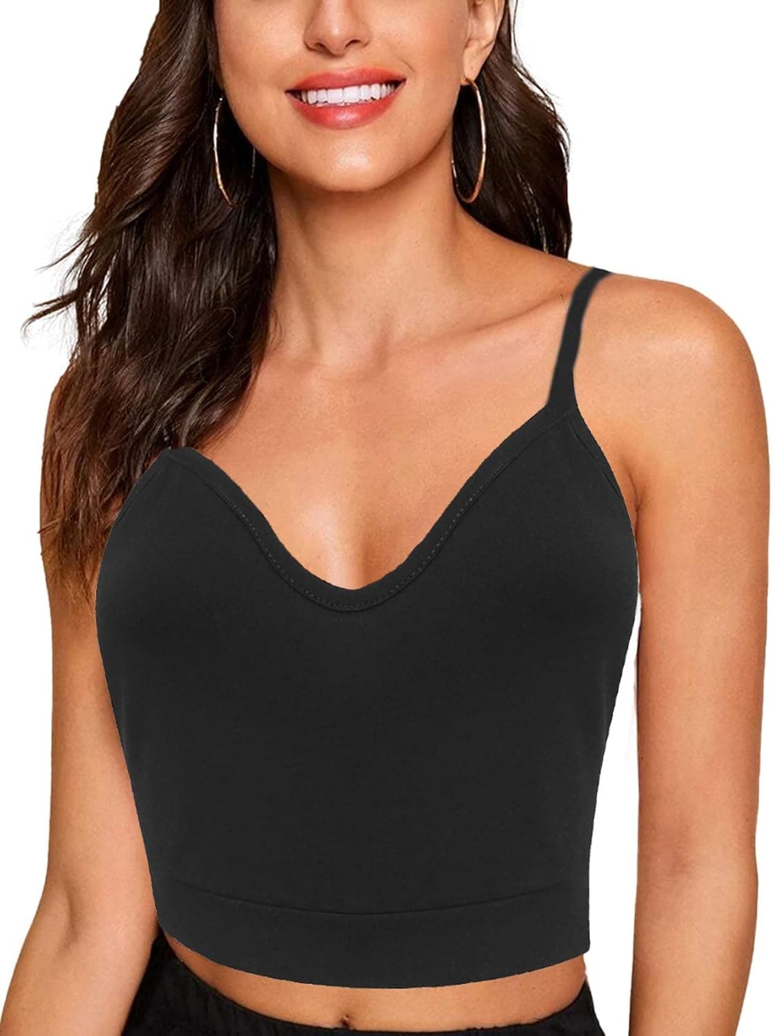 Melynnco Women's Basic Shirt Sexy Sleeveless Tank V Neck Cute Summer Cami Crop Top