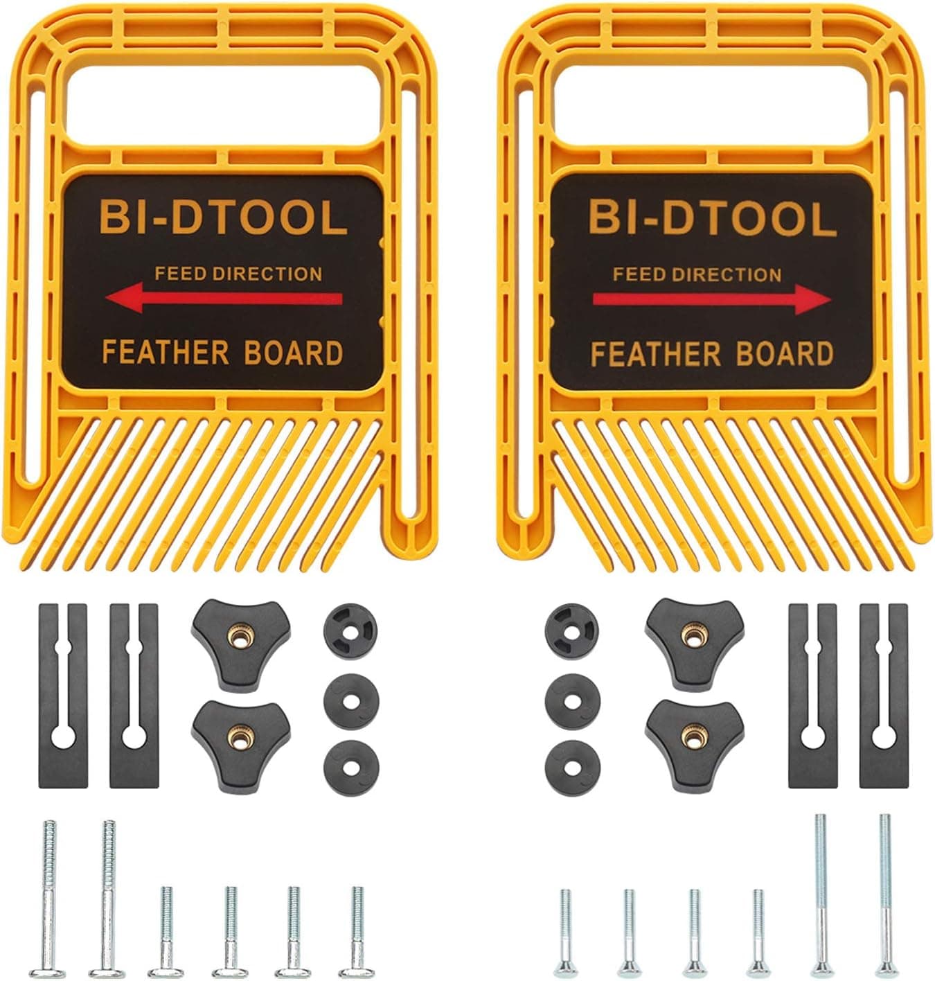 BI-DTOOL Featherboards, Adjustable Woodworking Safety Device Feather-Loc for Table Saws Band Saws Router Tables Fences Woodworking Tools, 6.3 Inch Extended Table Saw Featherboard Pack of 2