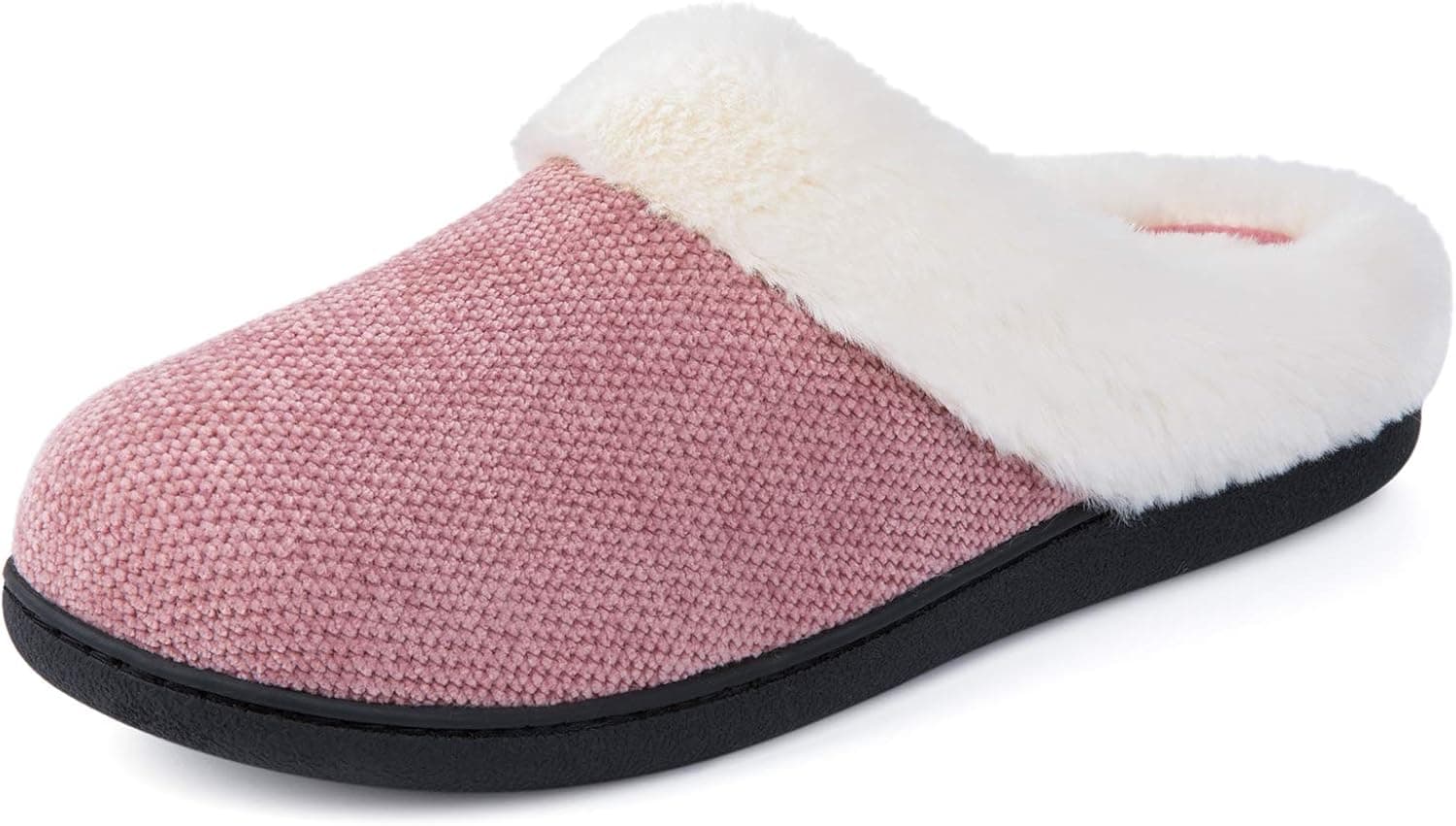 RockDove Women's Chenille Faux Fur Lined Clog Slipper, Size 11-12 US Women, Pastel Pink