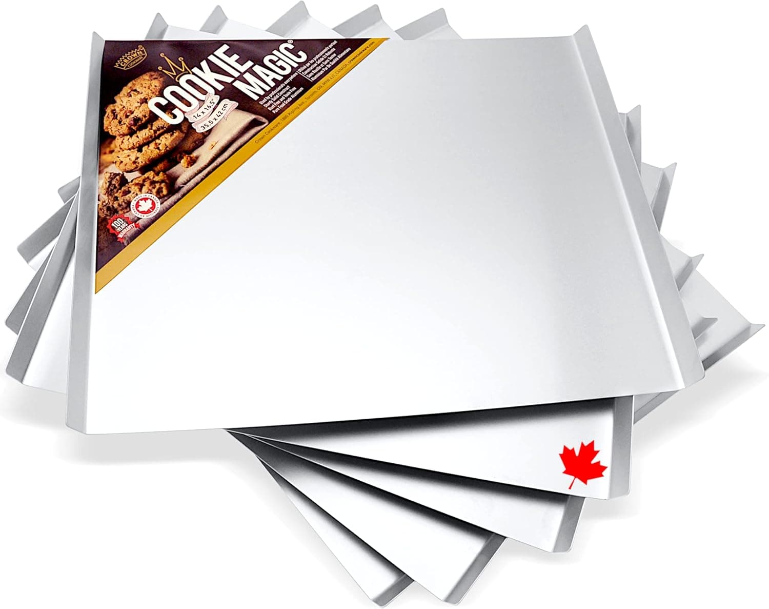 Crown Cookie Sheets, 6 Pack, 14 x 16.5”, Thick Solid Construct, Rust Free, Easy to Clean, Made in Canada
