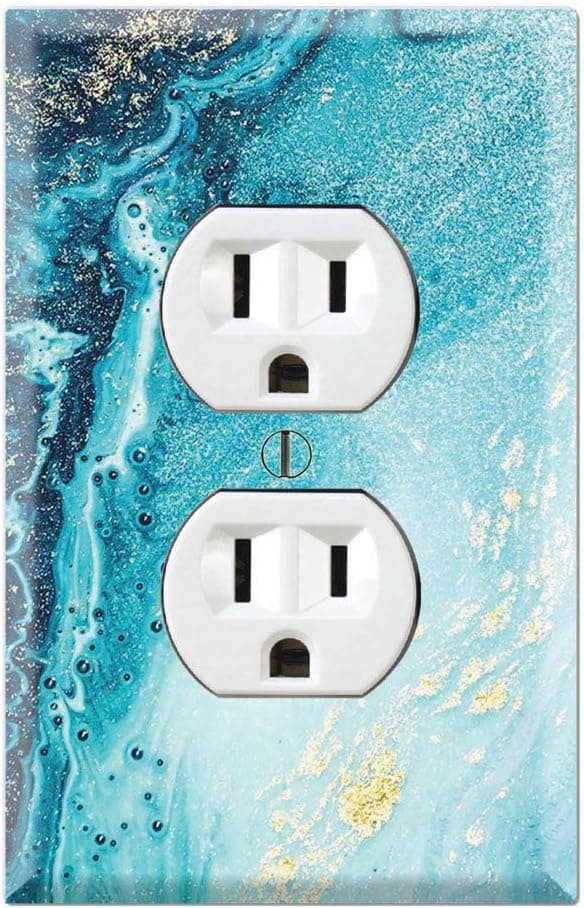 Graphics Wallplates - Abstract Blue Crystal River Marble Art Print - Duplex Outlet Wall Plate Cover