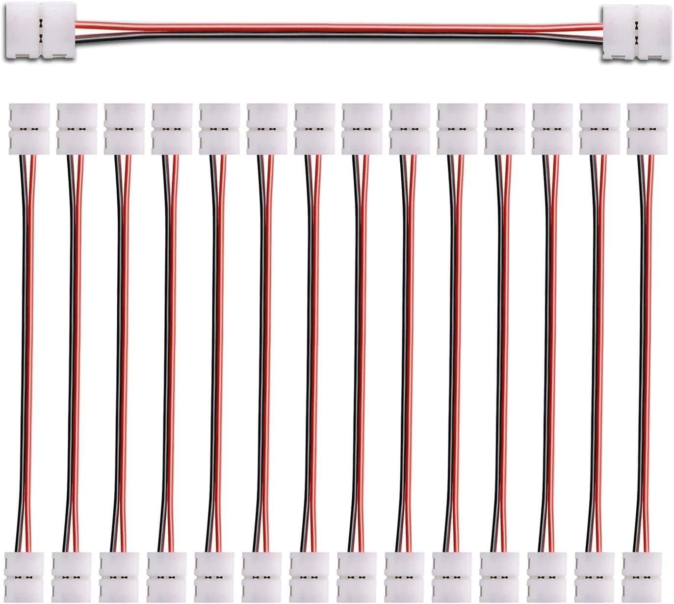 15/Pack LED Light Strip Extension Connector AWSOM 2 pin 8mm LED Connector Strip to Strip Any Angle Compatible with Single Color SMD 3528 LED Strip Lights