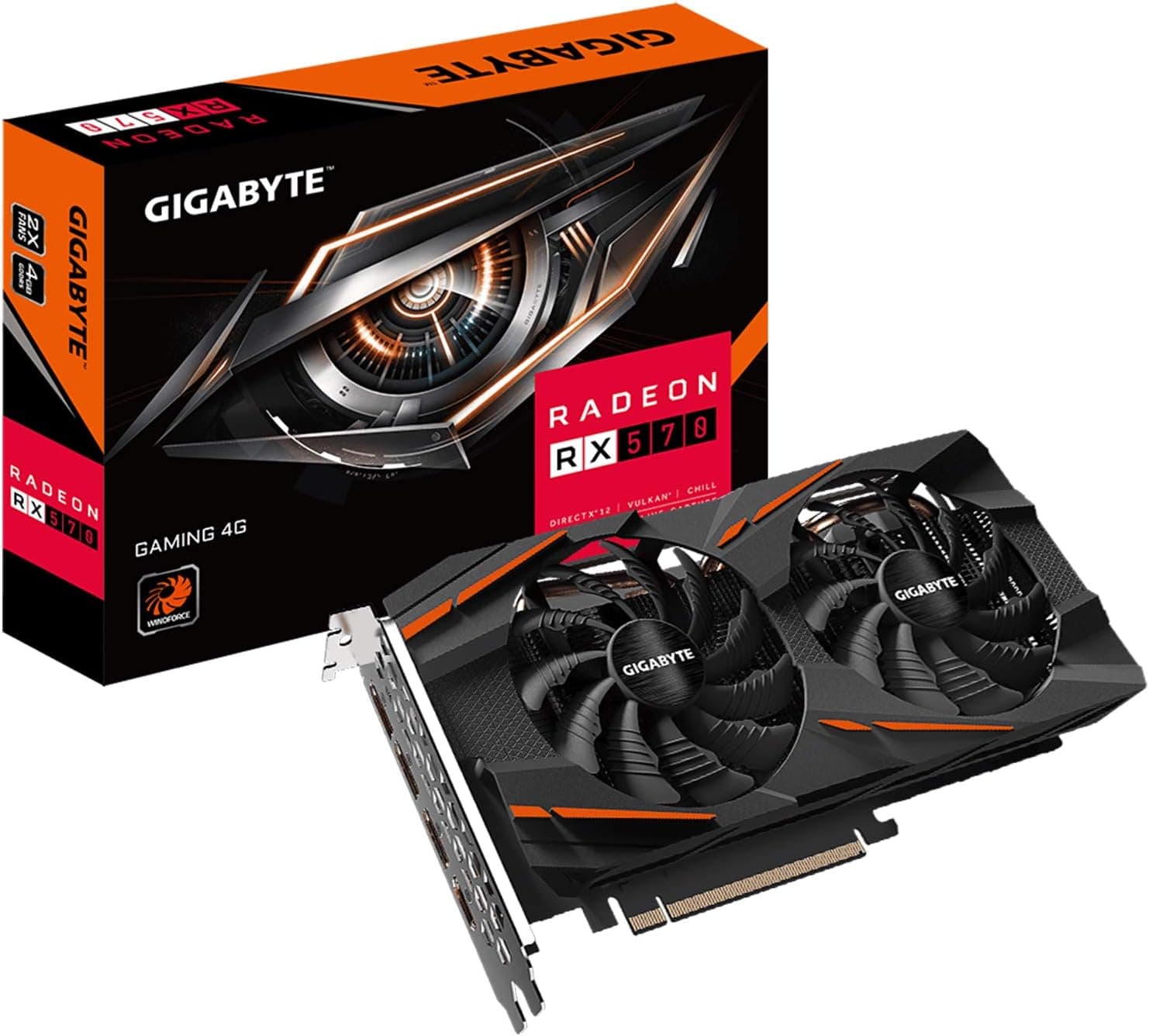 Gigabyte Radeon RX 570 Gaming 4G Graphics Card, 3X WINDFORCE Fans, 8GB 256-Bit GDDR6, GV-RX570GAMING-4GD REV2.0 Video Card