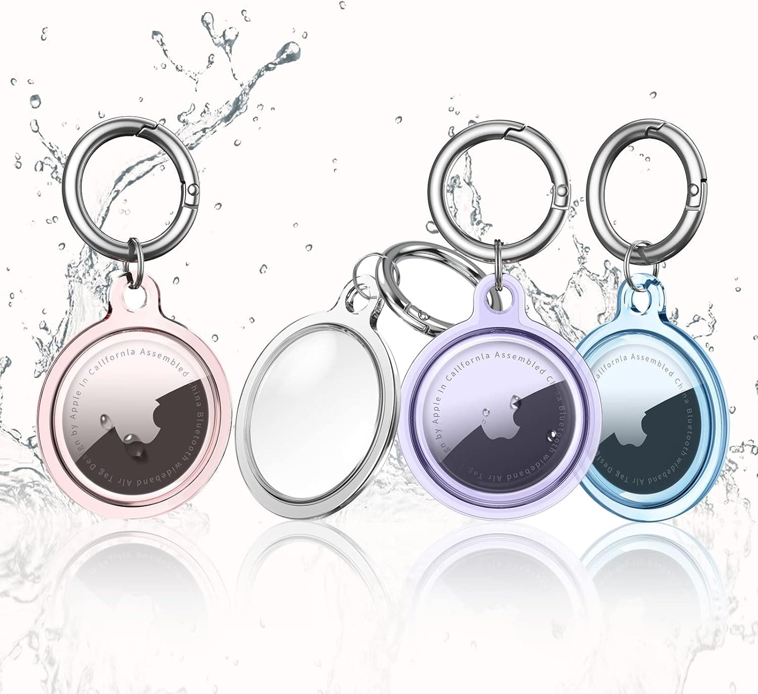 [4 Pack] Soft TPU Case Compatible with Apple AirTags 2021, Clear Protective Anti-Scratch Lightweight Waterproof Cover with Key Ring for AirTags Finder Tracker Keychain